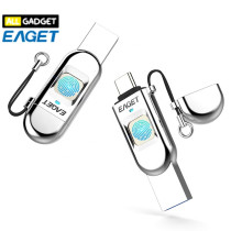 EAGET FU68 แฟลชไดรฟ์โลหะ Flash Drive พร้อมระบบสแกนลายนิ้วมือ USB 3.0 และ Type C